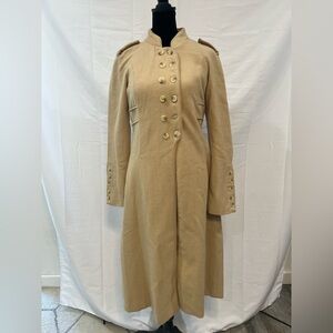 Bebe Camel Military Coat - Small - Double Breasted - Long Wool Blend Coat